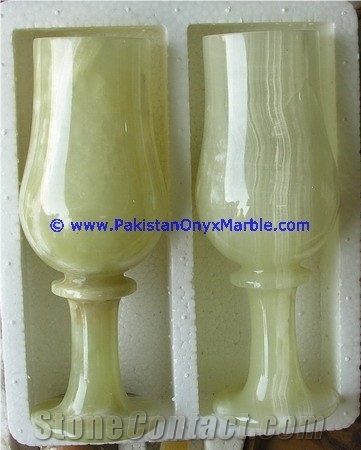 Green Onyx Wine Sherry Glasses