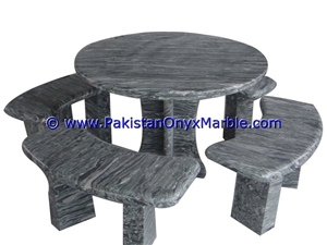 Jet Black Marble Benches Table Natural