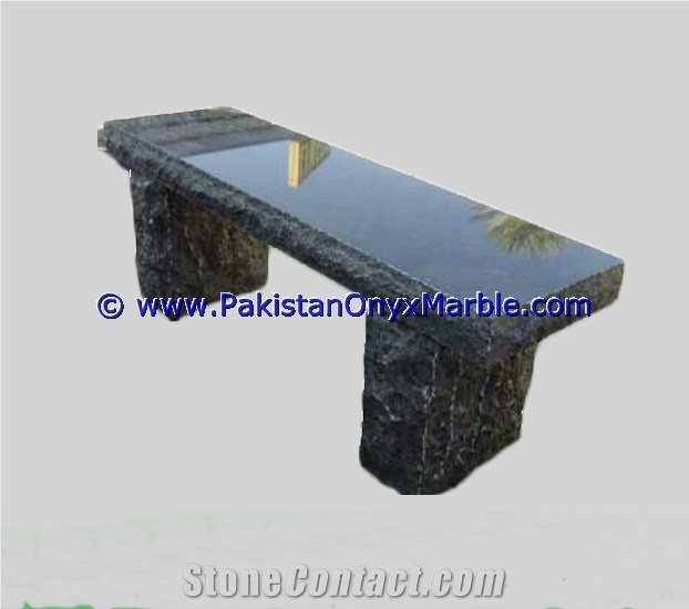 Jet Black Marble Benches Table Natural