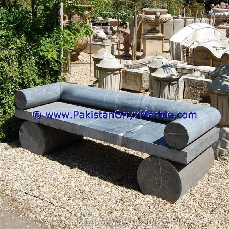 Jet Black Marble Benches Table Natural