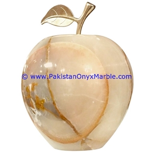 Light Green Onyx Apples with Brass Stem Leaf