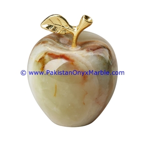 Light Green Onyx Apples with Brass Stem Leaf