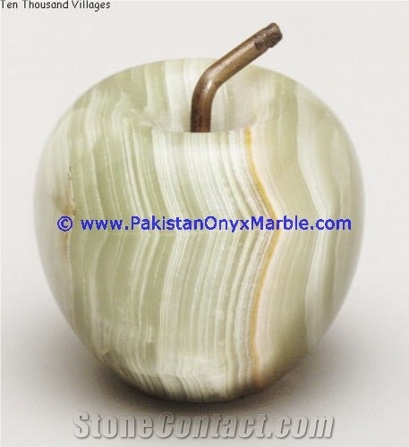 Light Green Onyx Apples with Brass Stem Leaf