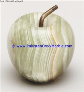 Light Green Onyx Apples with Brass Stem Leaf
