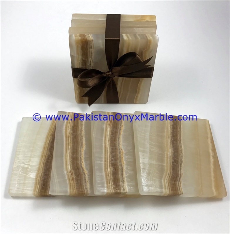Light Green Onyx Coaster Set