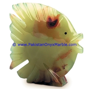 Light Green Onyx Fish Handcarved Statue Sculpture