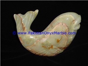 Light Green Onyx Fish Handcarved Statue Sculpture