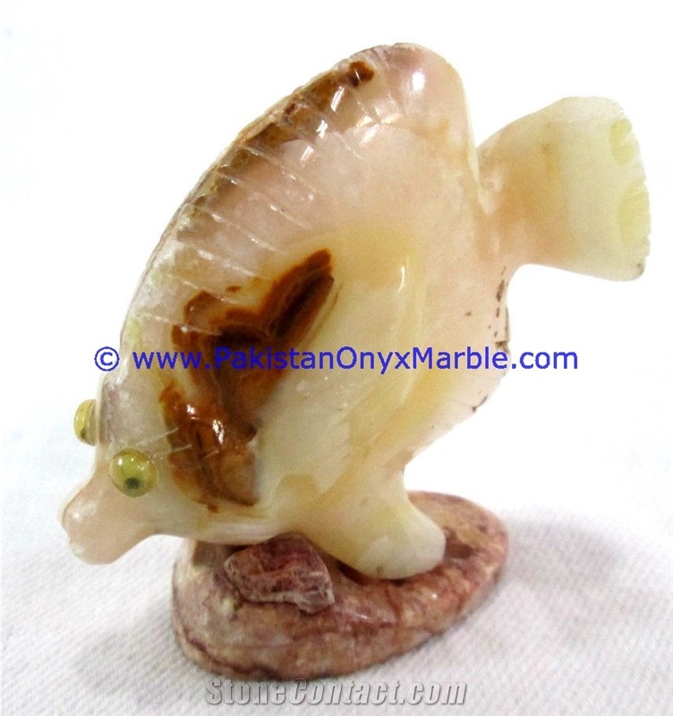 Light Green Onyx Fish Handcarved Statue Sculpture