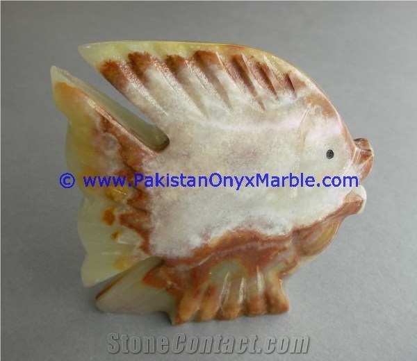 Light Green Onyx Fish Handcarved Statue Sculpture
