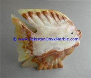 Light Green Onyx Fish Handcarved Statue Sculpture
