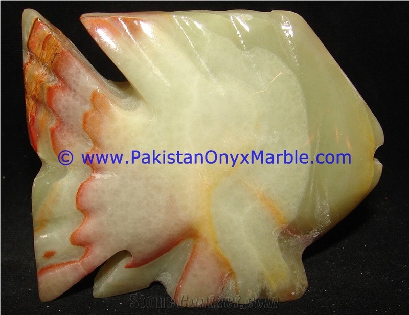 Light Green Onyx Fish Handcarved Statue Sculpture