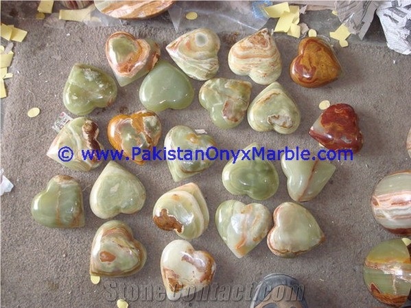 Light Green Onyx Handcarved Heart