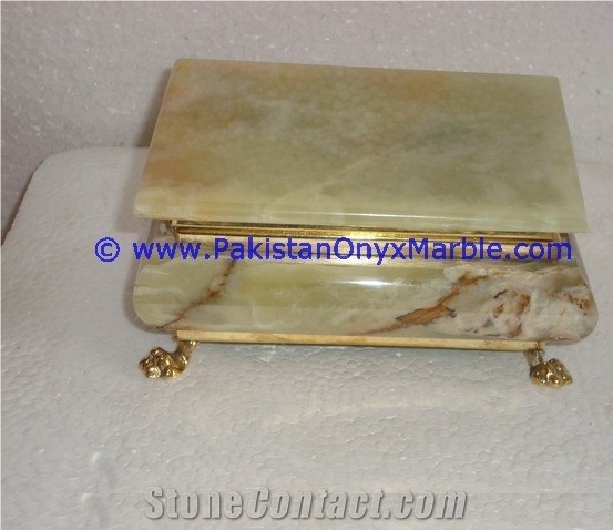 Light Green Onyx Rectangle Jewelry Box Trinket