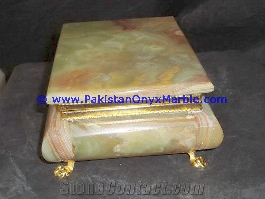 Light Green Onyx Rectangle Jewelry Box Trinket