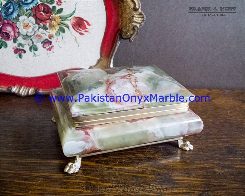 Light Green Onyx Rectangle Jewelry Box Trinket
