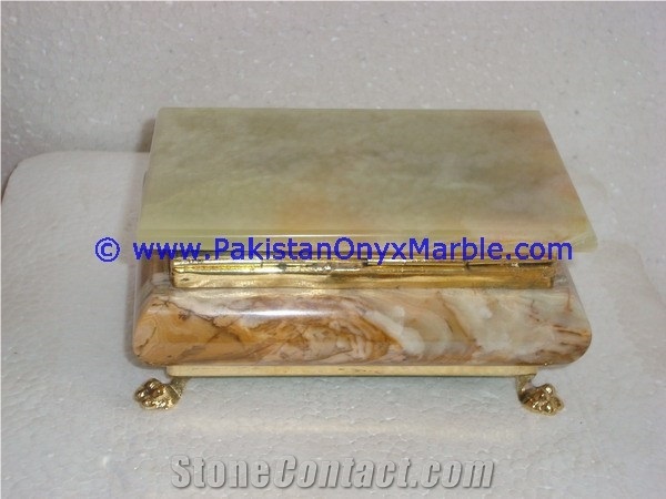 Light Green Onyx Rectangle Jewelry Box Trinket