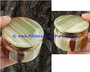 Light Green Onyx Round Jewelry Box Trinket