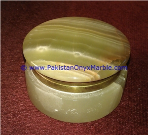 Light Green Onyx Round Jewelry Box Trinket