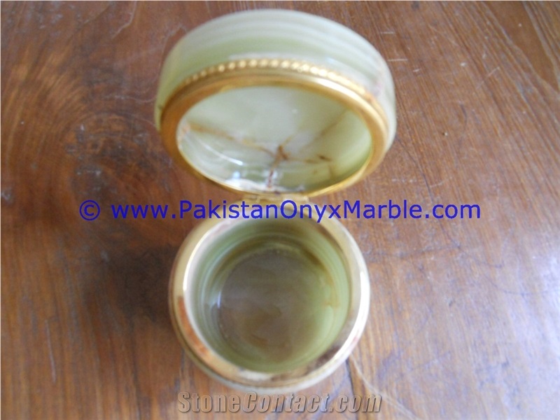 Light Green Onyx Round Jewelry Box Trinket