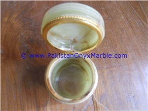 Light Green Onyx Round Jewelry Box Trinket