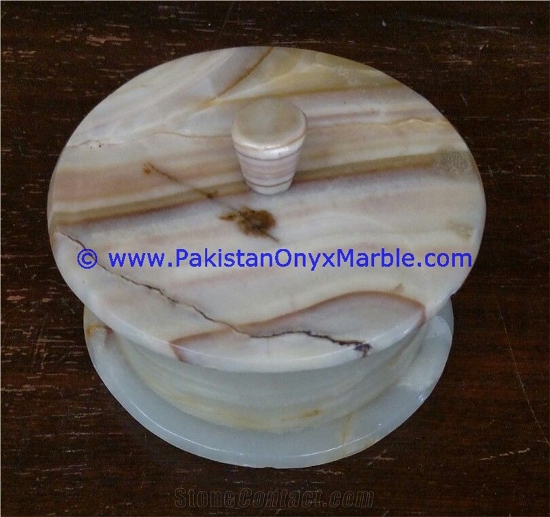 Light Green Onyx Round Jewelry Box Trinket