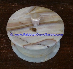 Light Green Onyx Round Jewelry Box Trinket