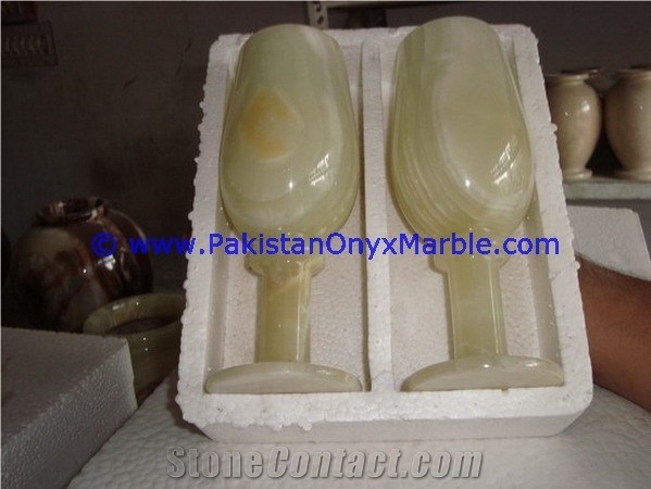 Light Green Onyx Wine Glasses