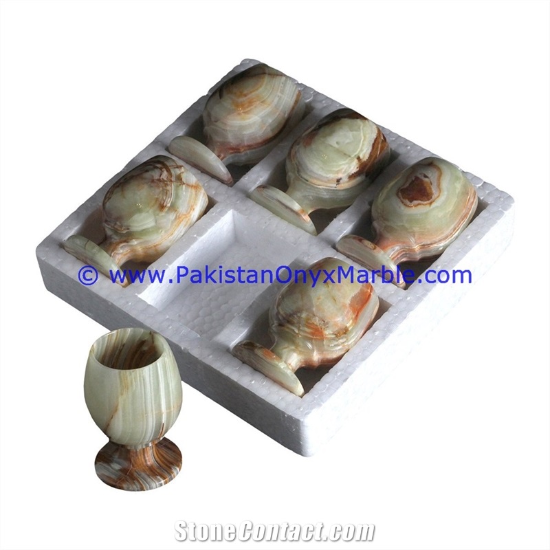 Light Green Onyx Wine Sherry Glasses