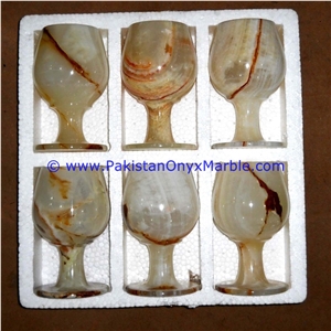 Light Green Onyx Wine Sherry Glasses