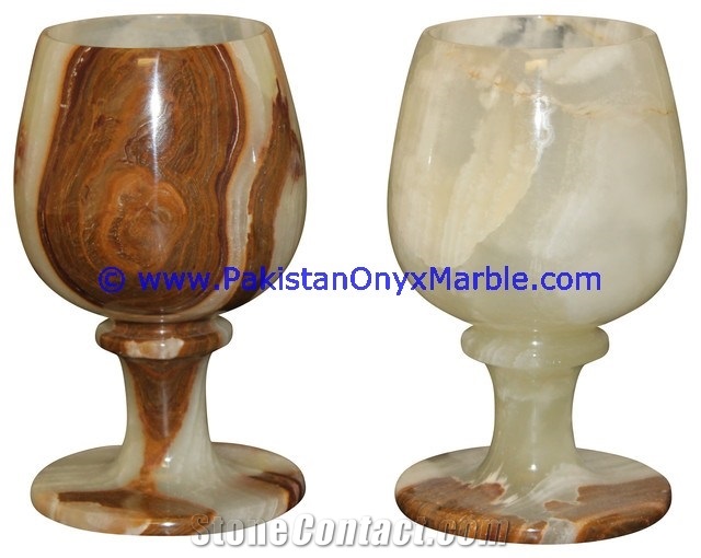 Light Green Onyx Wine Sherry Glasses