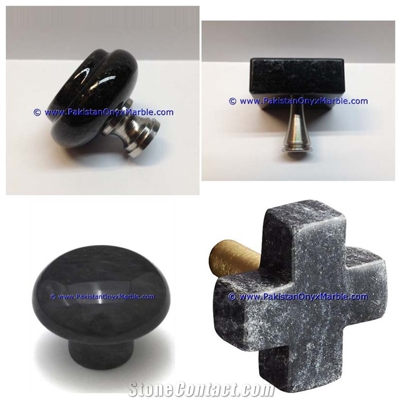 Marble Knobs Jet Black , Black and Gold,