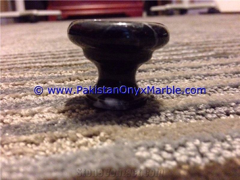 Marble Knobs Jet Black , Black and Gold,