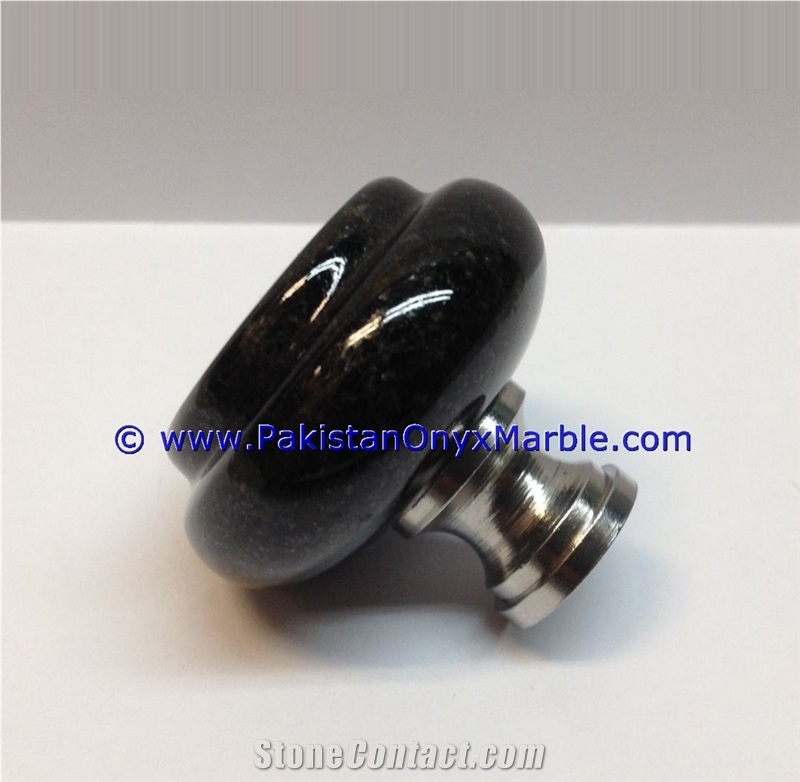 Marble Knobs Jet Black , Black and Gold,