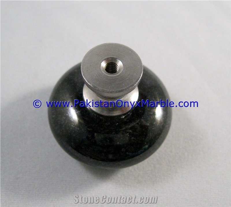 Marble Knobs Jet Black , Black and Gold,