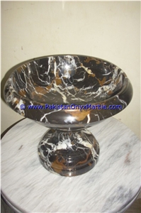 Marble Planters Outdoor Garden Black and Gold