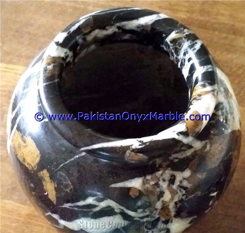 Marble Planters Outdoor Garden Black and Gold
