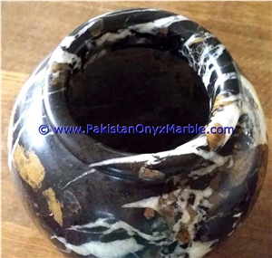 Marble Planters Outdoor Garden Black and Gold