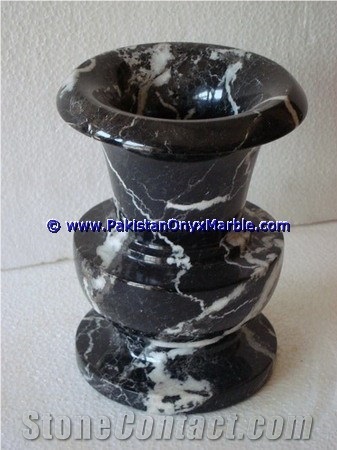 Marble Planters Outdoor Garden Black Zebra