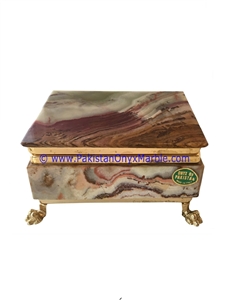 Multi Brown Onyx Rectangle Jewelry Box Trinket