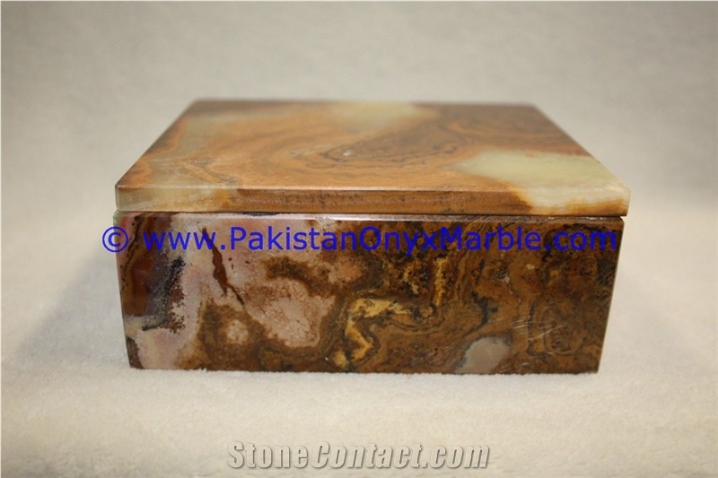 Multi Brown Onyx Rectangle Jewelry Box Trinket