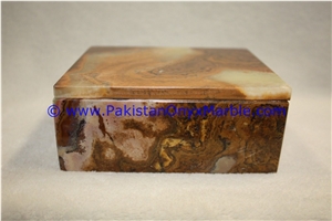 Multi Brown Onyx Rectangle Jewelry Box Trinket