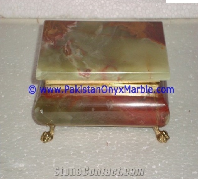 Multi Brown Onyx Rectangle Jewelry Box Trinket