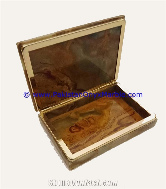Multi Brown Onyx Rectangle Jewelry Box Trinket