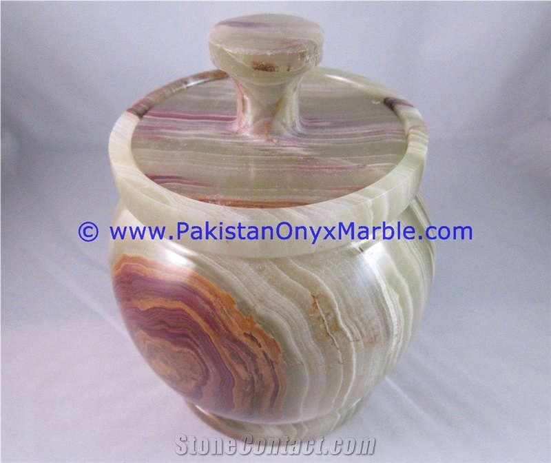 Multi Brown Onyx Round Jewelry Box Trinket