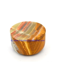 Multi Brown Onyx Round Jewelry Box Trinket
