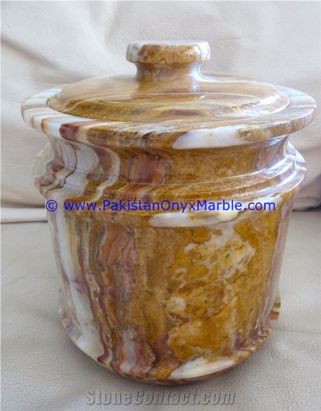 Multi Brown Onyx Round Jewelry Box Trinket