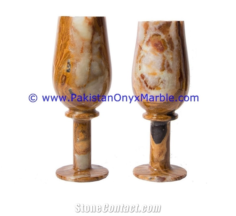 Multi Brown Onyx Wine Glasses