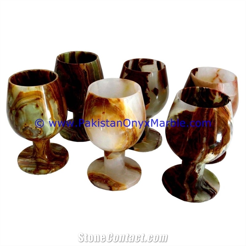 Multi Brown Onyx Wine Glasses