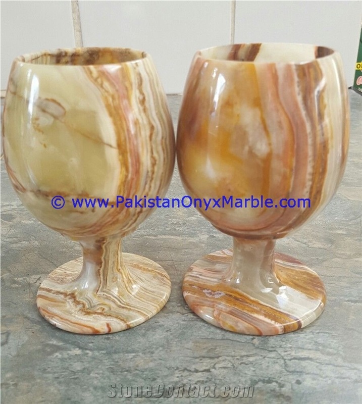 Multi Brown Onyx Wine Glasses