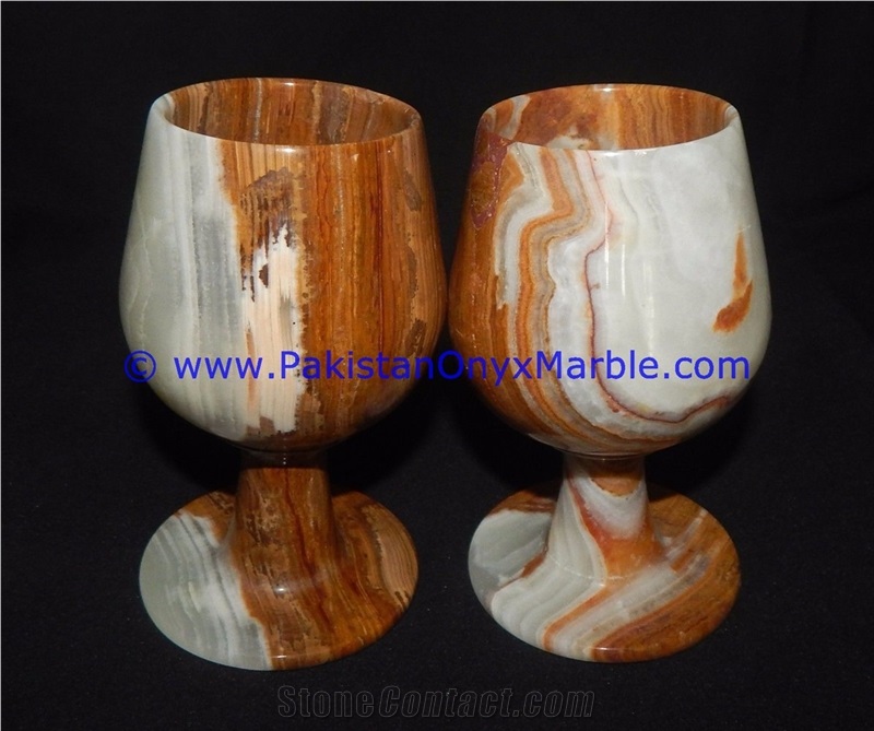 Multi Brown Onyx Wine Glasses